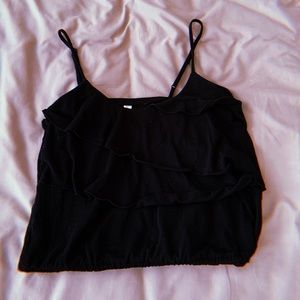 black ruffle tank top/crop top